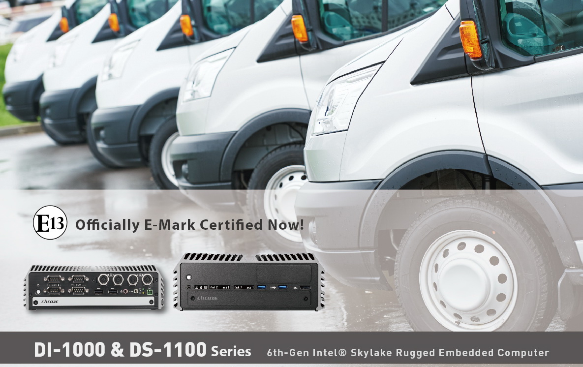 Cincoze DI-1000 and DS-1100 Series: In-Vehicle / Video Surveillance / Railway Fanless Embedded PCs are E-Mark Certified Now.