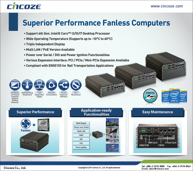 Superior Performance Fanless Embedded Computer (DS Series)