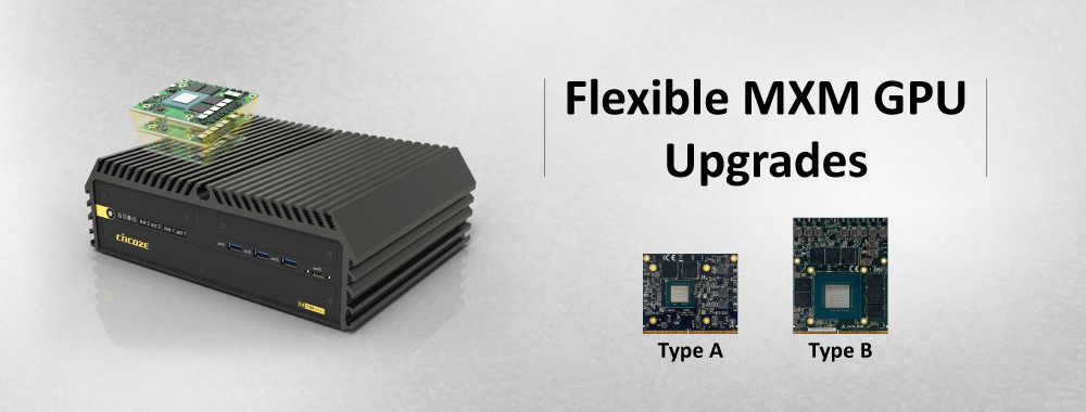 Exclusive MXM GPU carrier board for easy upgrades