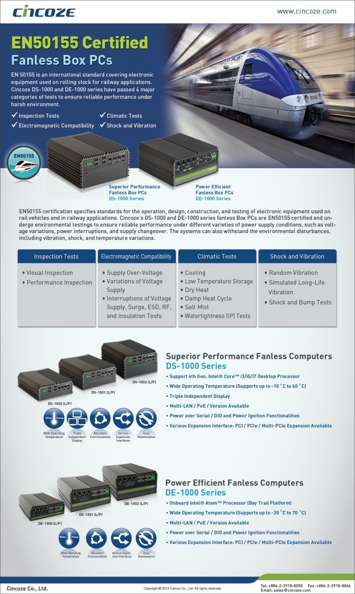 EN50155 Certified Fanless Box PCs EN50155 Certified Fanless Box PCs