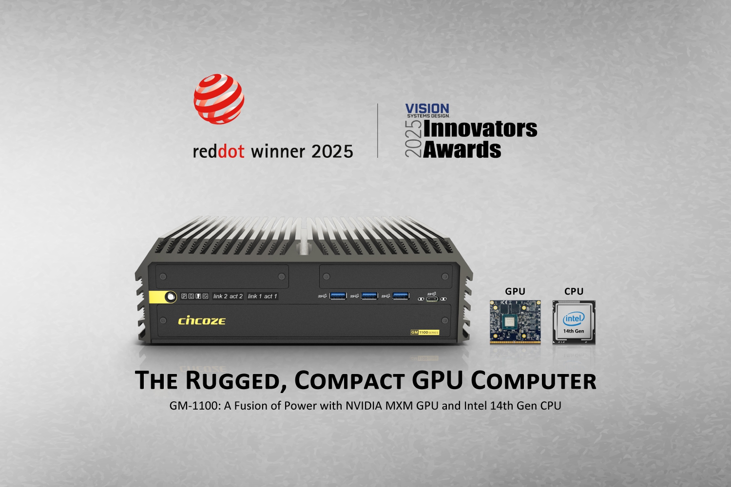 Doppelte Auszeichnung! Der MXM-GPU-Computer von Cincoze gewinnt den Red Dot Design Award und den Vision Systems Design Innovators Award