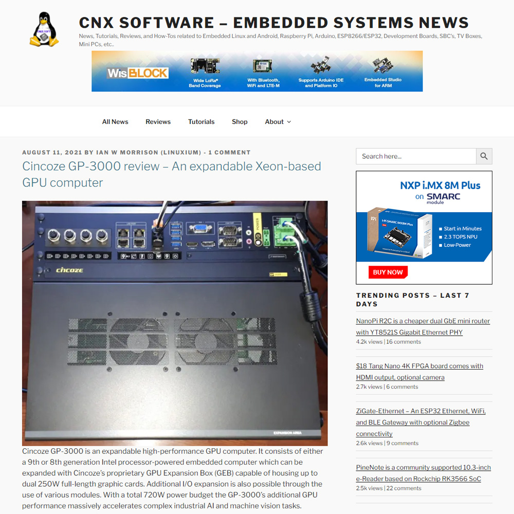 Cincoze GP-3000 In-Depth Review by CNX SOFTWARE Cincoze GP-3000 In-Depth Review by CNX SOFTWARE
