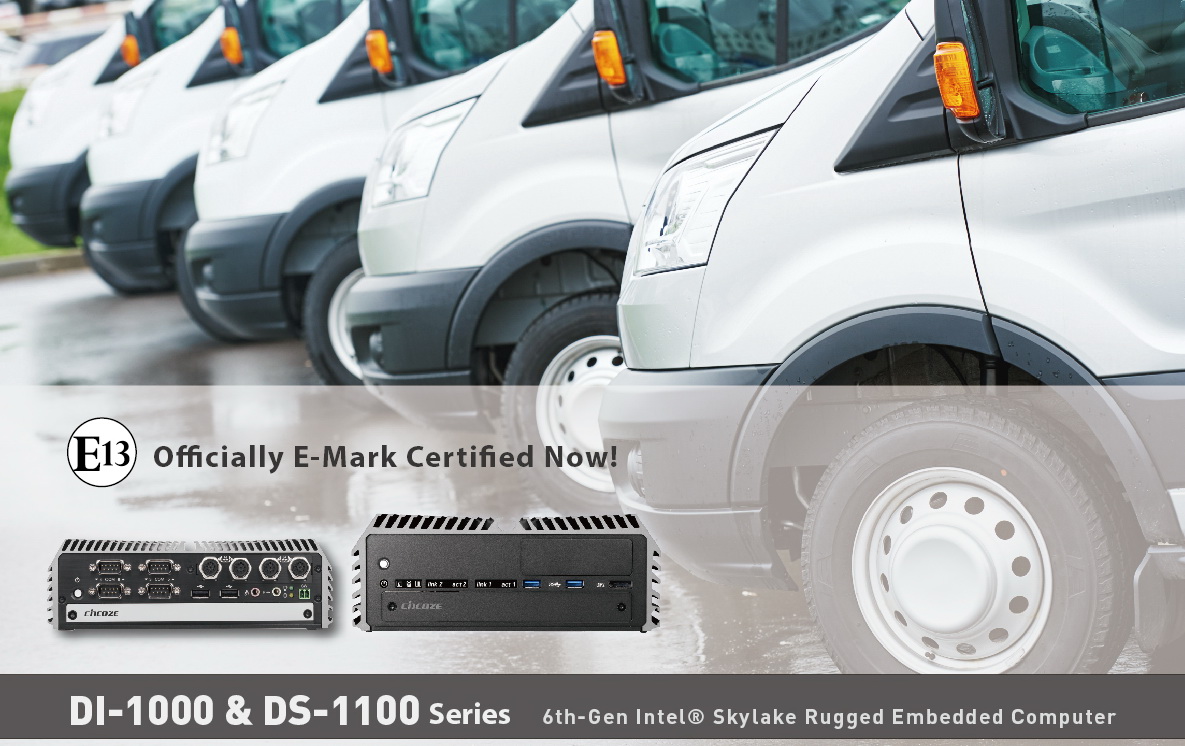 Cincoze DI-1000 and DS-1100 Series: In-Vehicle / Video Surveillance / Railway Fanless Embedded PCs are E-Mark Certified Now. Cincoze DI-1000 and DS-1100 Series: In-Vehicle / Video Surveillance / Railway Fanless Embedded PCs are E-Mark Certified Now.